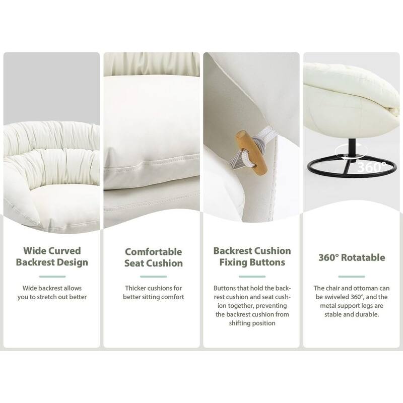 XINMICS Swivel Accent Chair with Ottoman Set, Modern Reading Chair Upholstered Armchair with Footrest