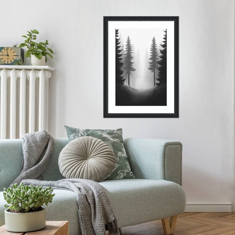 Contrast Trees No. 1 by Tradelink inhouse artist Wood Framed Wall Art Print - Bethany Black