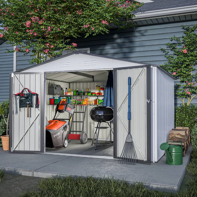 All Weather Metal Sheds 10X8 FT Outdoor Storage Shed Lockable