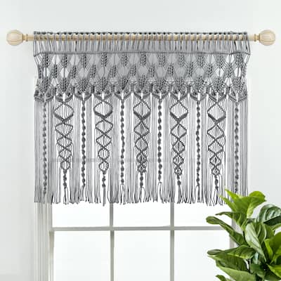 Lush Decor Boho Macrame Textured Cotton Valance/Kitchen Curtain/Wall Decor