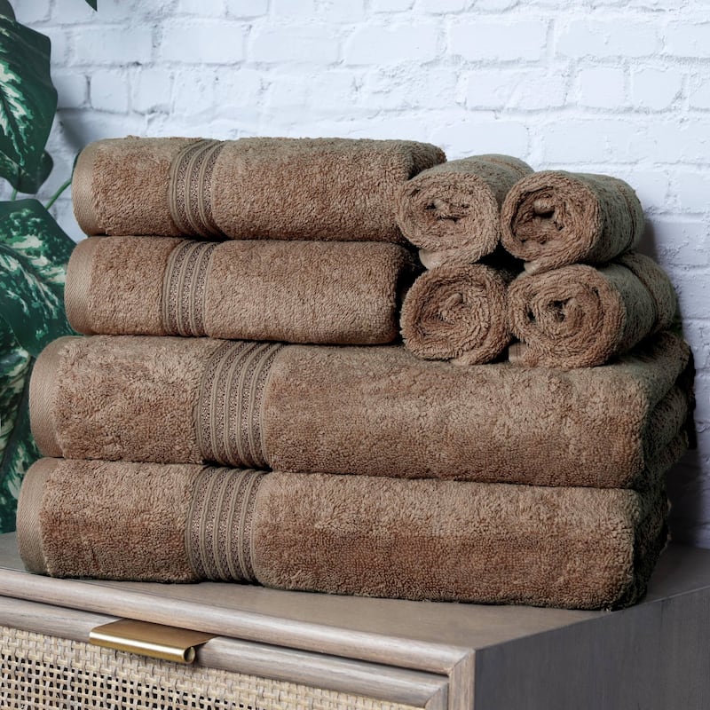 Superior Heritage Egyptian Cotton Absorbent 8-Piece Towel Set - Mocha