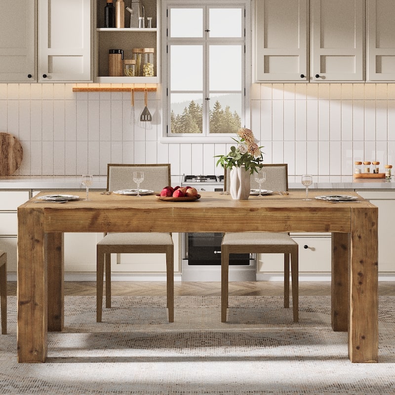 63-Inch Solid Wood Dining Table for 4-6 - 31.5" D x 63" W x 29.92" H