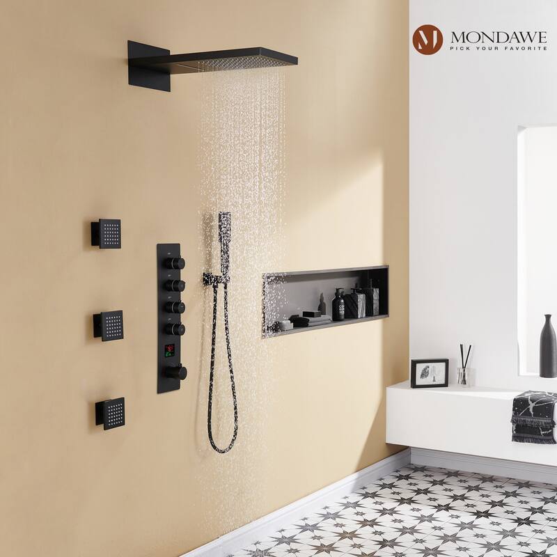 22 Inch Wall Mounted Thermostatic Shower System Temperature Digital Display Shower Faucet Set