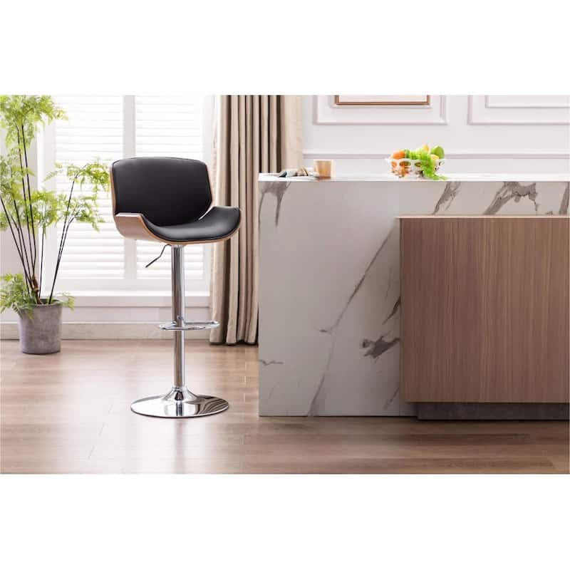 Porthos Home Oriel Swivel Adjustable Height Faux Leather Bar Stool