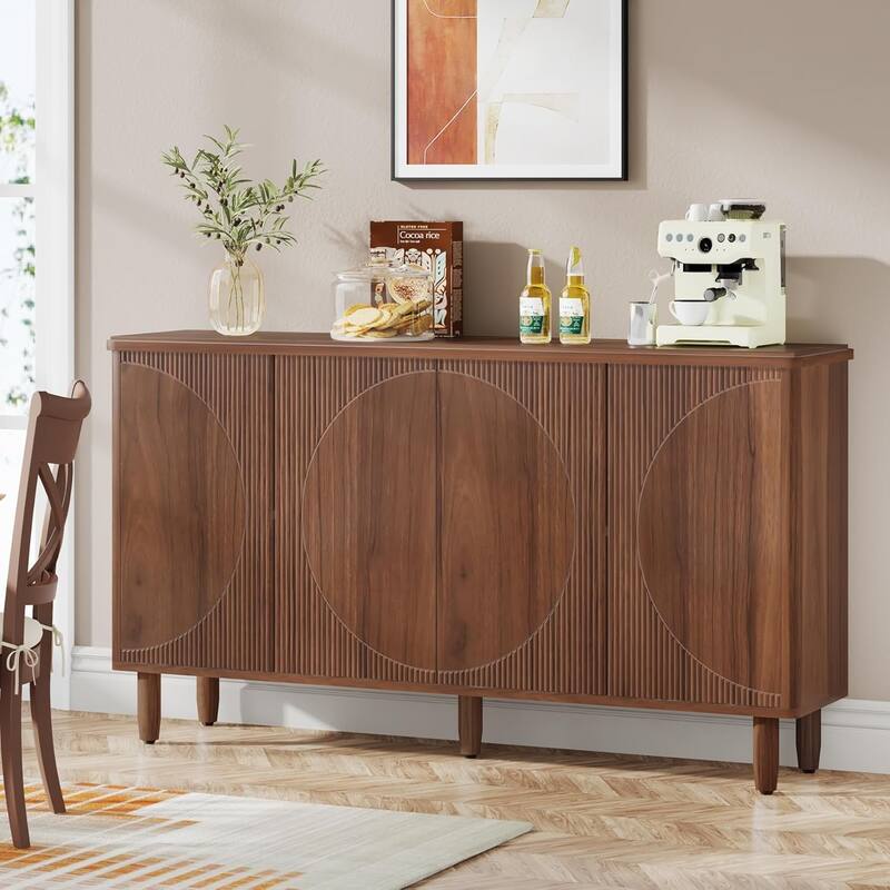 59" Modern Rustic Brown Buffet Sideboard Cabinet with Storage