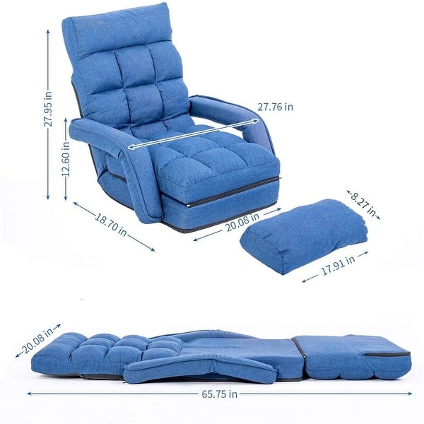 dimension image slide 1 of 3, Adjustable 6-Position Floor Chair Folding Lazy Gaming Sofa
