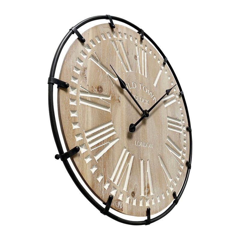 Marcella Round Wood Farmhouse Style Wall Clock - 24"H x 24"W x 1.25"D
