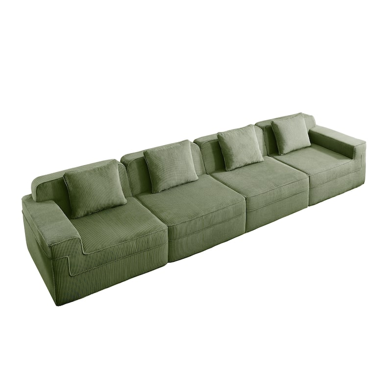 GDFStudio - Modular 4-Seater 153.5" Corduroy Boneless Cloud Sofa