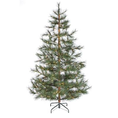 Grand 7.5 Foot Prelit Hard Needle Tips Hinged Christmas Tree