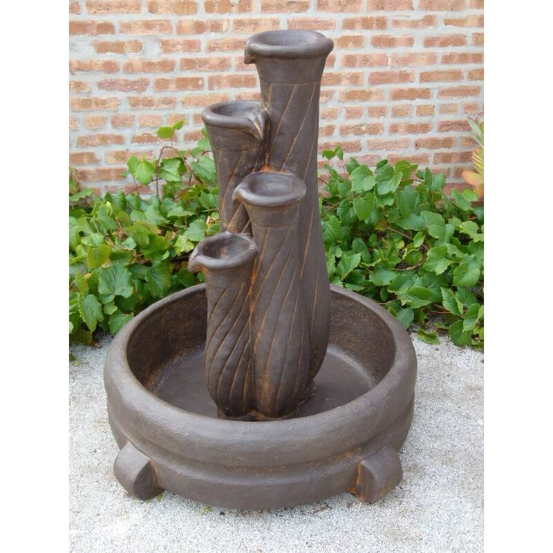 Cascading Four Jug Outdoor Garden Fountain - Rust Bronze - 48"