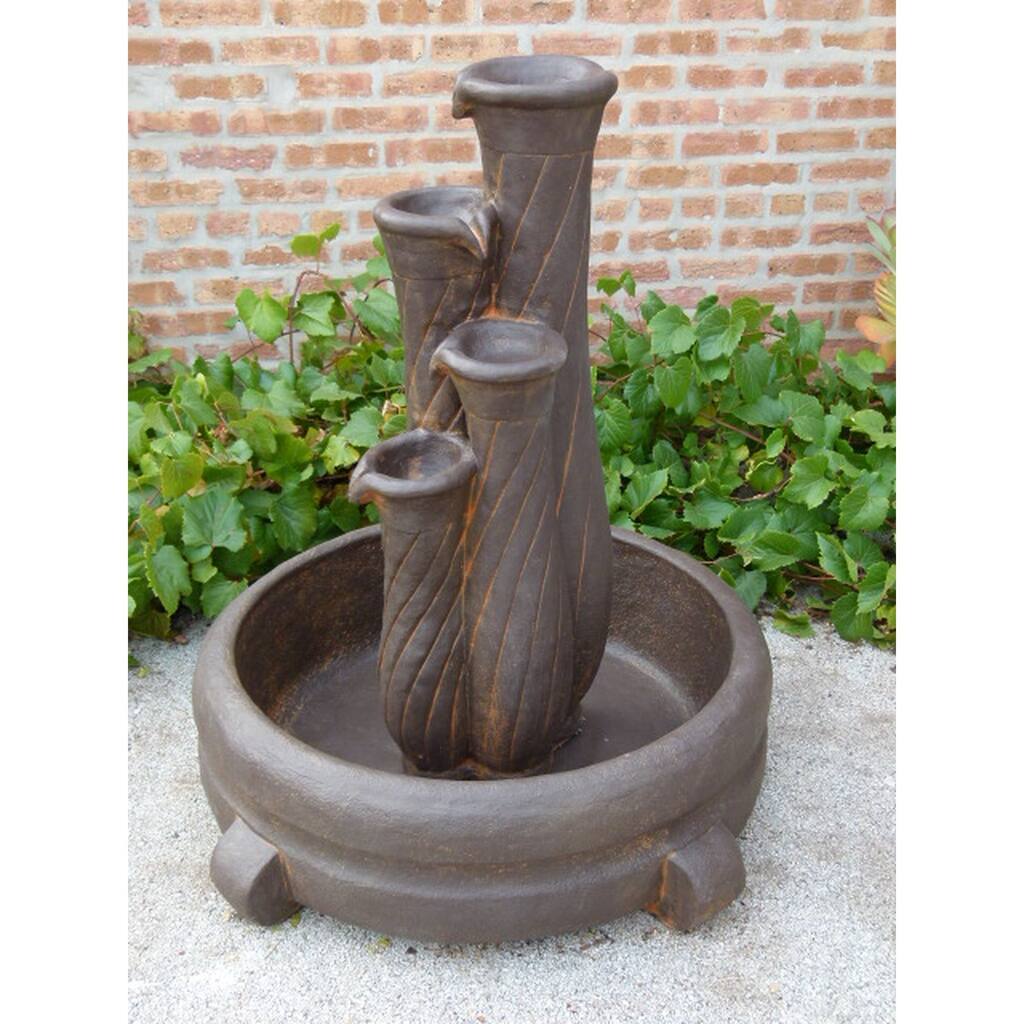 Cascading Four Jug Outdoor Garden Fountain - Rust Bronze - 48"