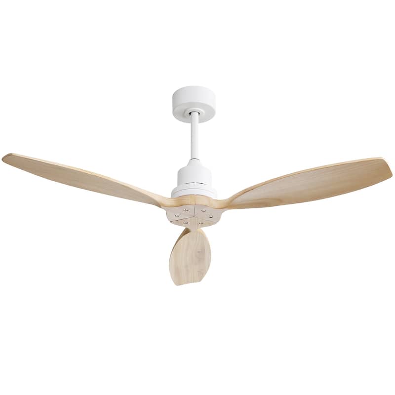 52" White Ceiling Fan with Remote,Reversible Wood Blades,Indoor and Outdoor,Angled Ceiling Adaptable - 52 Inch