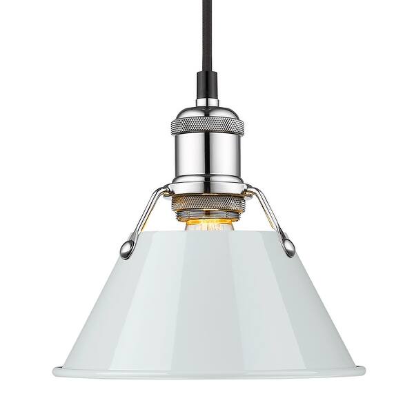 slide 2 of 2, Yep by Golden Lighting Orwell 1-light 8in Pendant in Chrome and Dusky Blue shade - Silver
