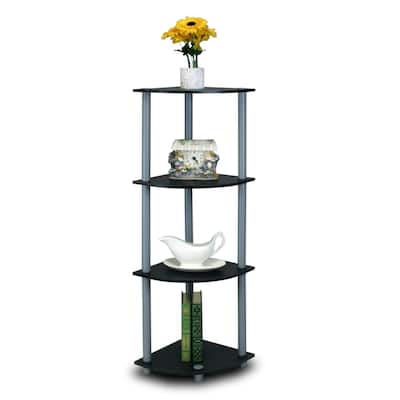 4 Tiers Wood Household Shelving Unit in Black/Grey (11.6 in. W x 43.5 in. H x 11.6 in. D)