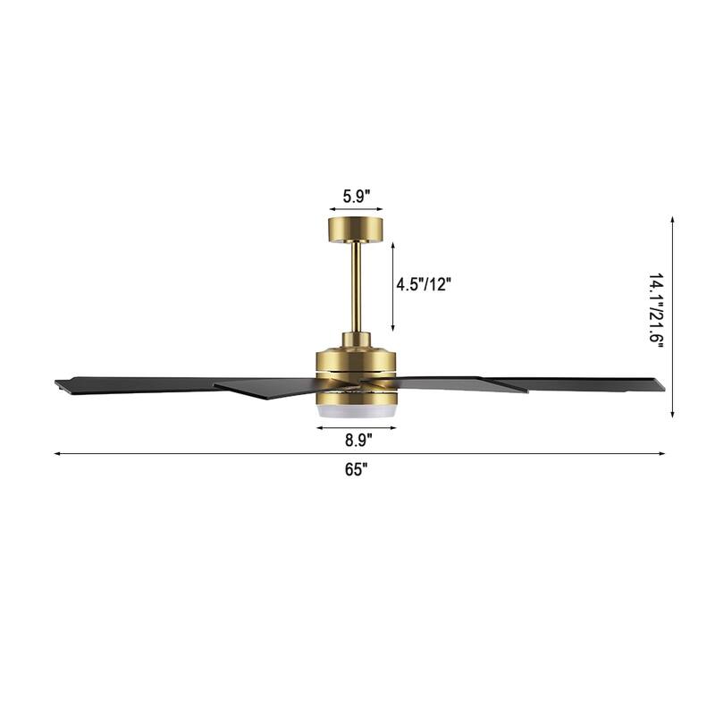 WINGBO 65/72 inch DC Motor Indoor Ceiling Fan with Light & Remote...