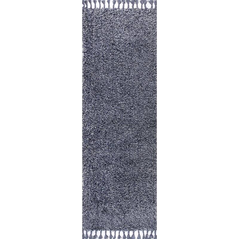 JONATHAN Y Modern Shag Plush Tassel Area Rug - 2 X 8 - Denim Blue