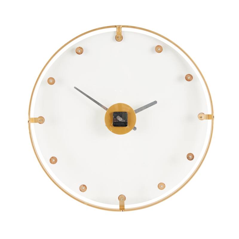 Metal Decorative Wall Clock with Acrylic Face and Ball Accents - Black or Gold - Roche River Decor