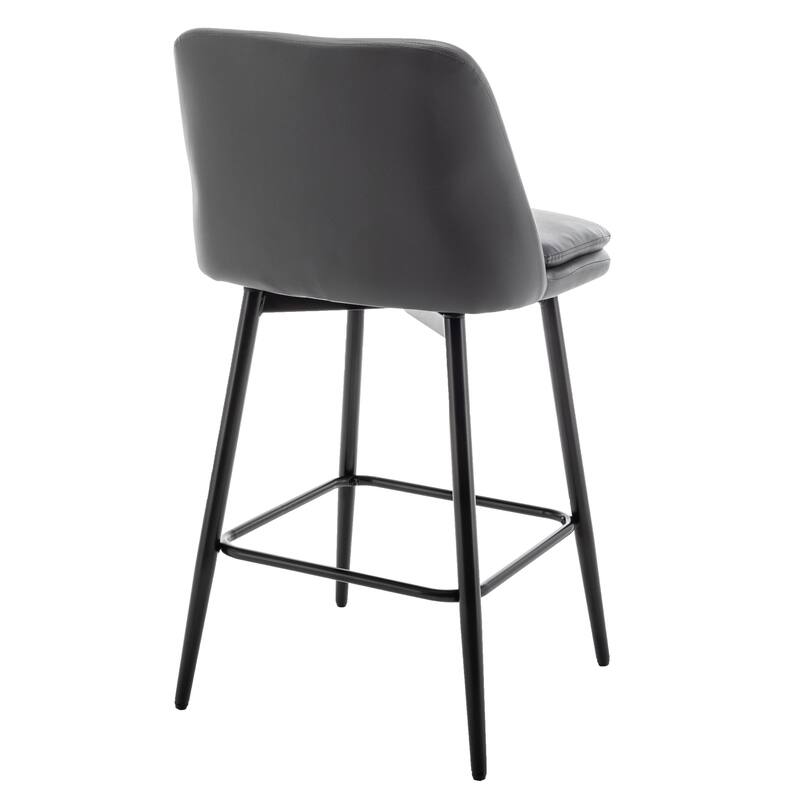 Counter Height Swivel Bar Stools Set of 2, 360° Swivel Upholstered Barstools with Back and Metal Legs, 25.6" Seat Height