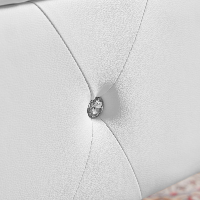 PU Tufted Fabric Storage Bench with Flip Top and Sturdy Metal Feet