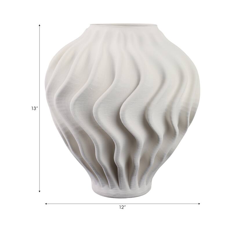 Porcelain Sculptural Vase with Textured Wave Design Modern Form