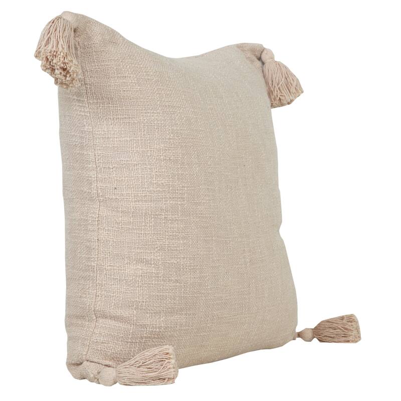 Sevita Solid Cotton Throw Pillow with Tassels