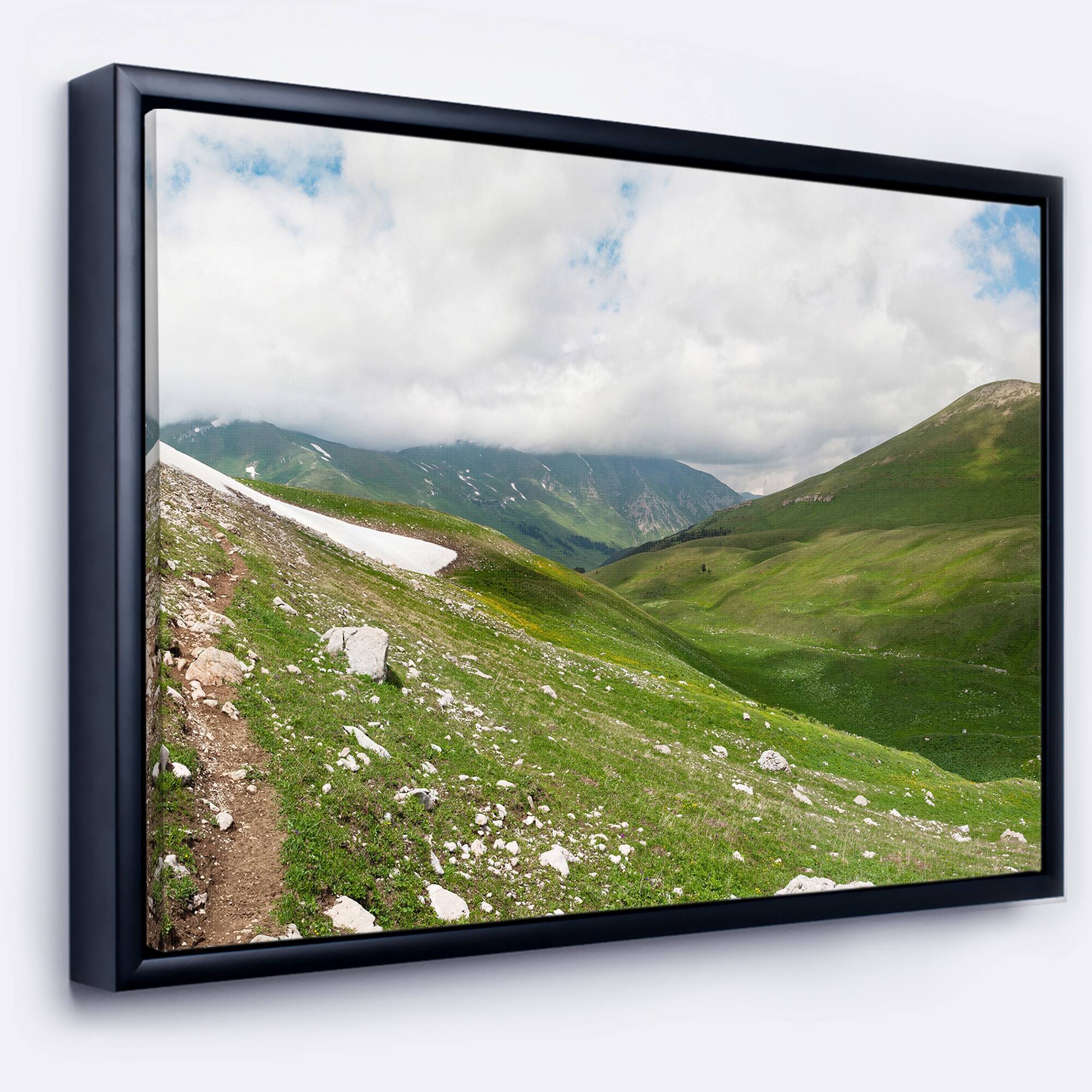 Designart "North Caucasus Green Mountains" Landscape Framed Canvas Art