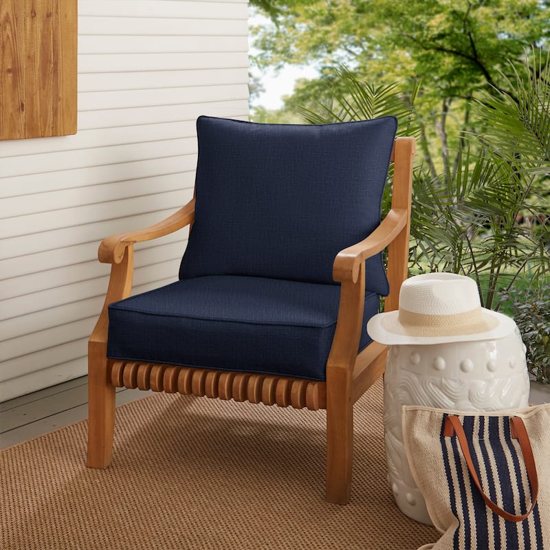 Sorra Home Indoor/Outdoor Corded Pillow and Cushion Chair Set - 30 x 27 x 5 Pillow Cushion Set Corded - Indigo