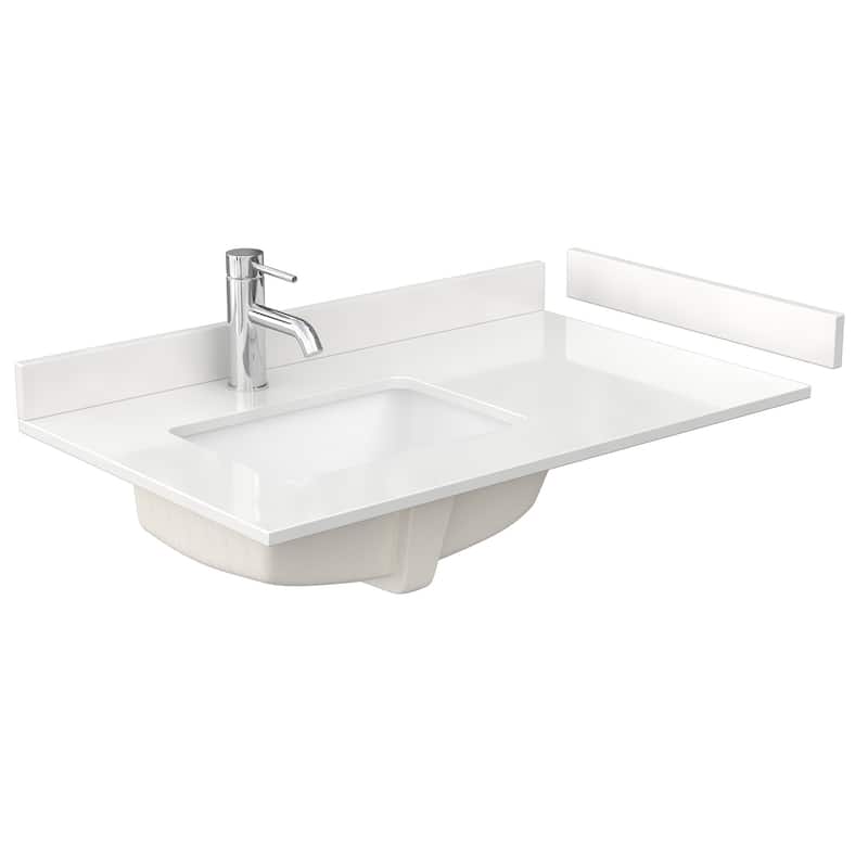 Daria 36-inch Single Vanity, Single Hole Quartz Top, Med Cabinet