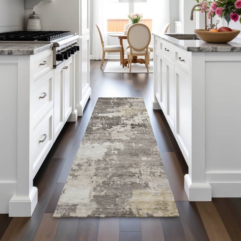 Machine Washable Indoor/Outdoor Contemporary Blend Chantille Rug