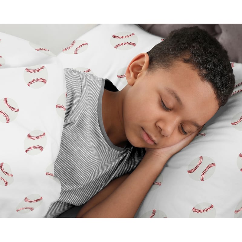 Sweet Jojo Designs Red, White and Blue Baseball Patch Sports Collection Boy 2-piece Twin-size Comforter Set