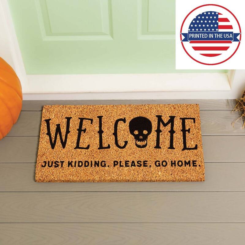 16 in. x 28 in. Coir Halloween Greeting "Welcome Just Kidding, Please Go Home" Door Mat