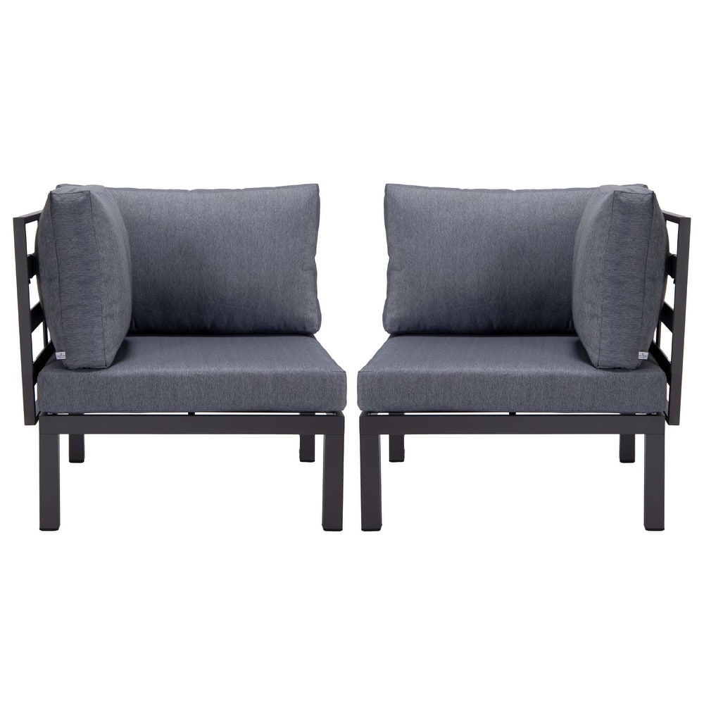 Hamilton Modern 2-Piece Corner Polyester Fabric Upholstered Lounge Chair Loveseat for Patio Garden Porch Backyard