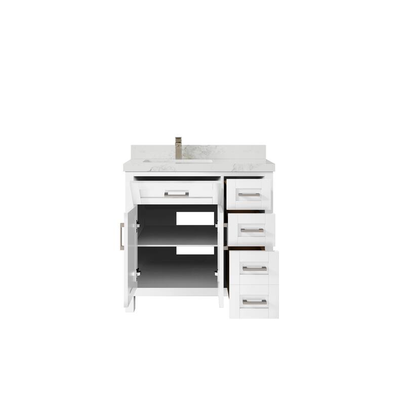 Willow Collections 36 in. W x 22 in. D Cambridge Left Offset Sink Bathroom Vanity with Countertop