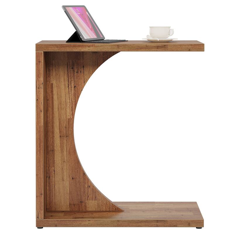 C-Shaped End Table for Couch, Side Table for Small Space
