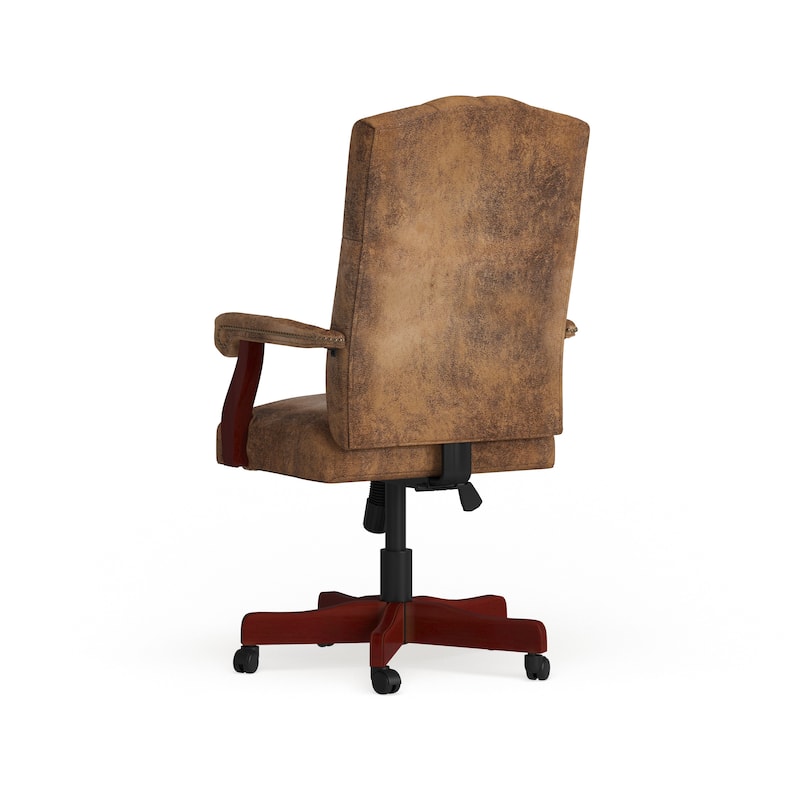 Upholstered Brown Swiveling Executive Office Armchair