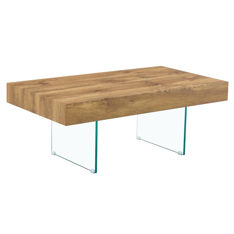 Style Mdf Coffee Table - Tempered Glass Legs.Density Board Sticker,Reinforced Glass