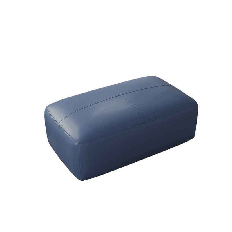 UIXE Genuine Leather Ottoman, Upholstered Ottoman for Living Room