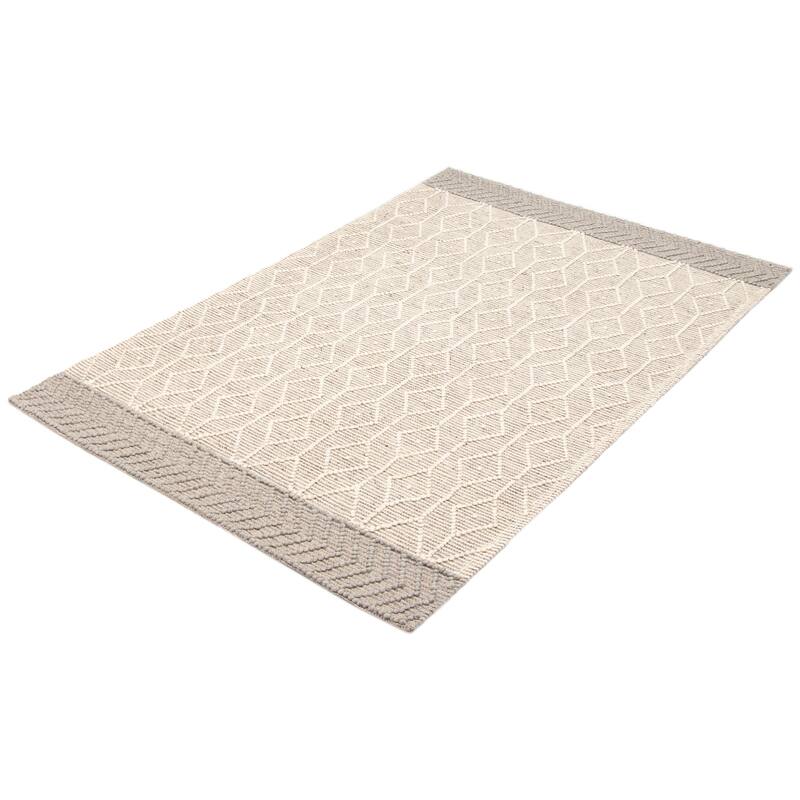 ECARPETGALLERY Braid weave Sienna Cream Wool Rug - 5'0 x 7'9