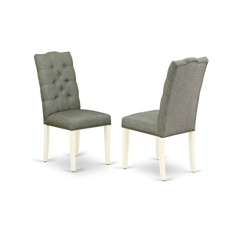 3-Piece Linen White Finish Solid Wood Top - Button Tufted Dining Room Set - Seats 4