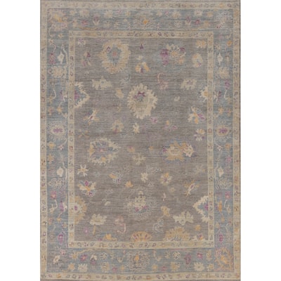 Hand Knotted Oriental 100% Wool Carpet Transitional All-Over Greys & Charcoal Oushak Area Rug - 10' 3'' X 8' 0''