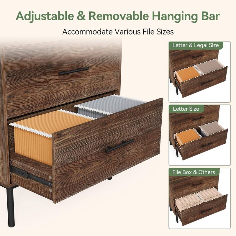 31.5" Solid Wood Lateral Filing Cabinet, File Cabinet with Drawers - 31.5" W x 15.75" D x 33.46" H