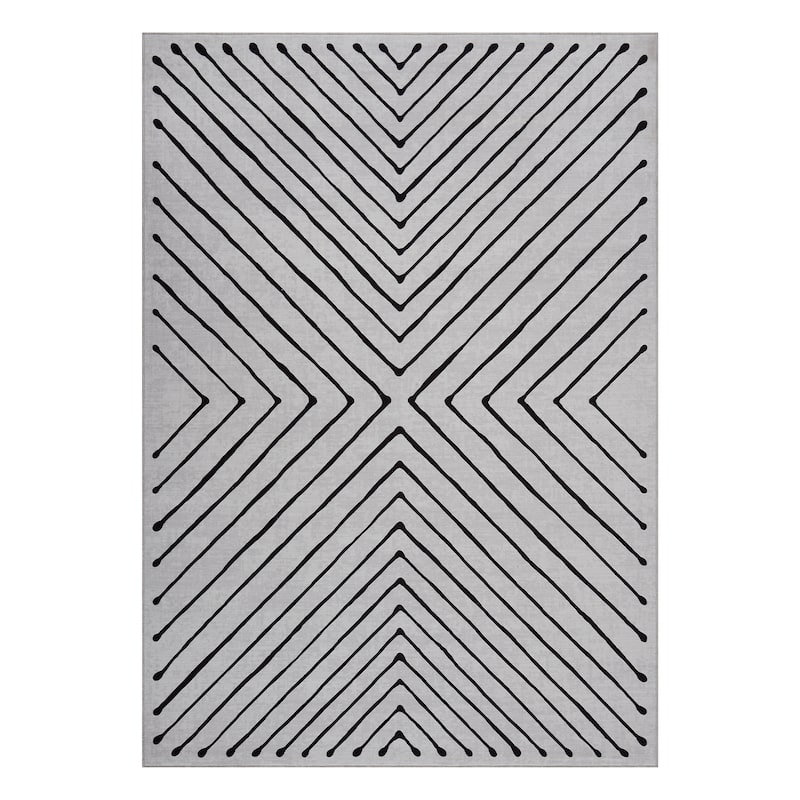 Modern Geometric Area Rug Farmhouse Stripe Area Rug Living Room Stain Resistant Non-Slip Carpet for Bedroom Dining Room