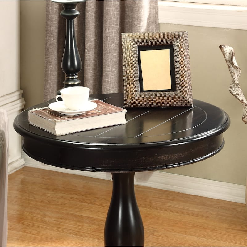 Rene Round Wood Pedestal Side Table