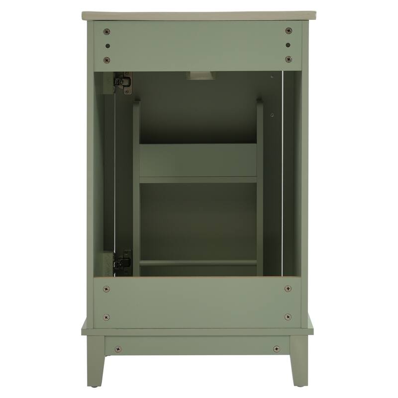 20 Inch Modern Small Bathroom Vanity Cabinet With Ceramic Basin,Ample Storage,1 Soft Close Doo
