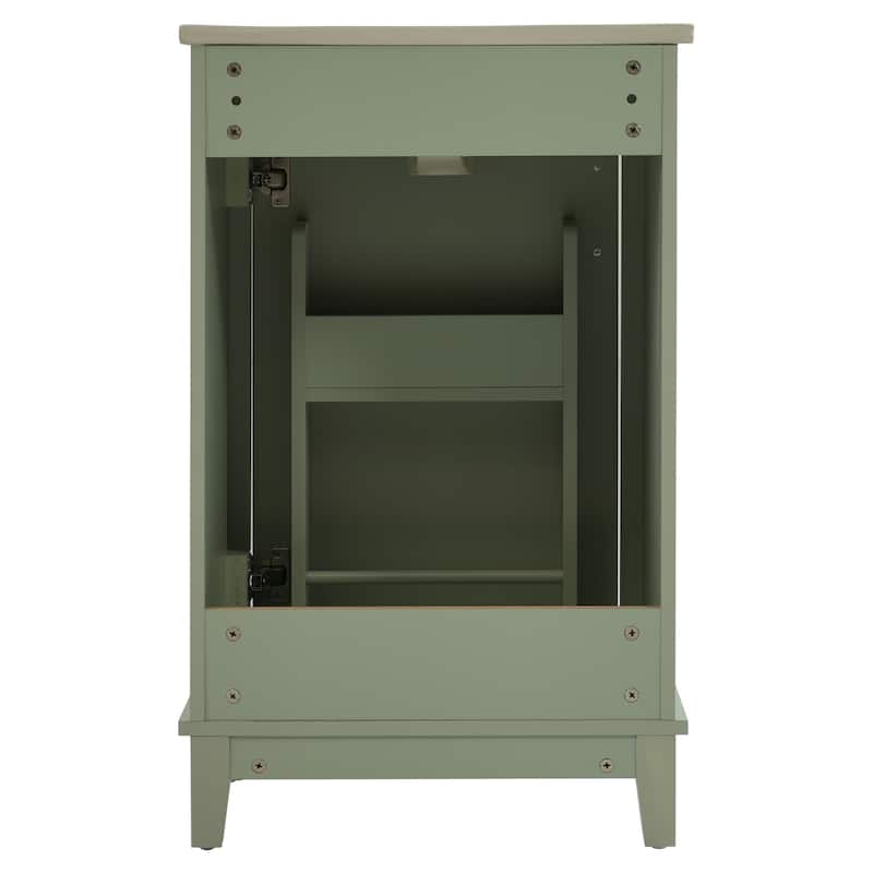 Bathroom Vanity with Sink, Small Bathroom Cabinet with Storage Racks, Single Basin Vanity Set with Soft-Close Door