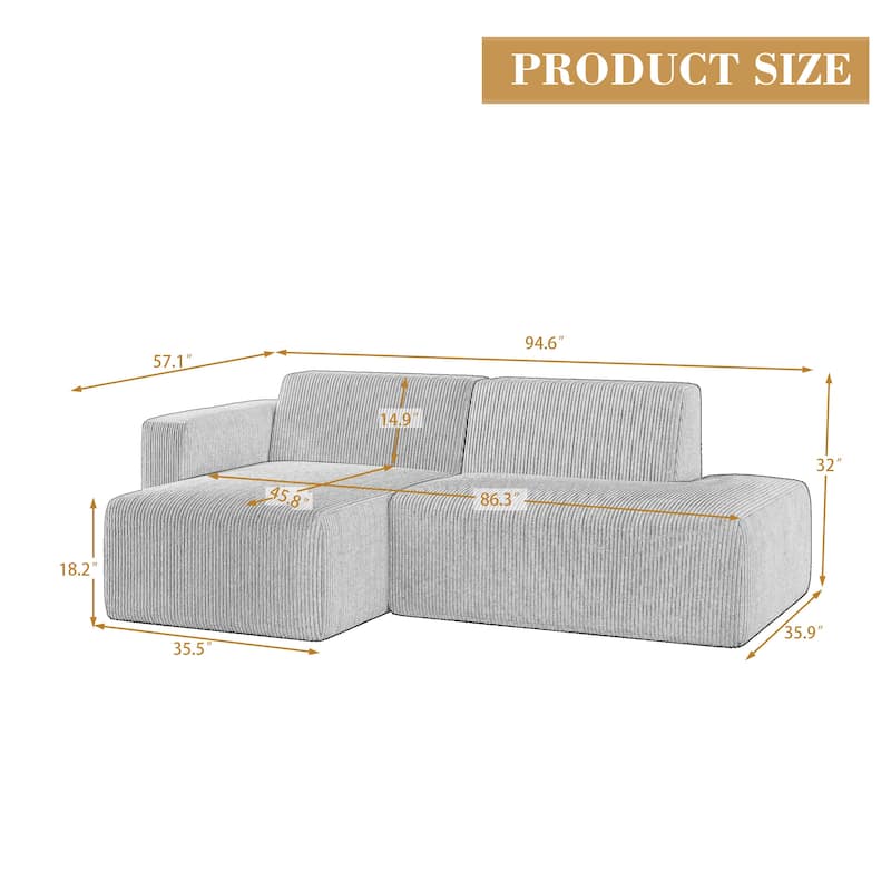 Oversized Corduroy Modular Sectional Fabric Sofa