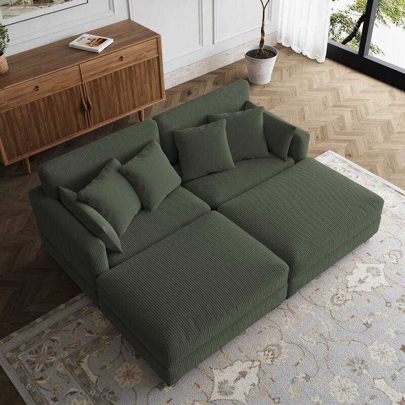Sectional Sofa Set Modular Couch with Ottomans
