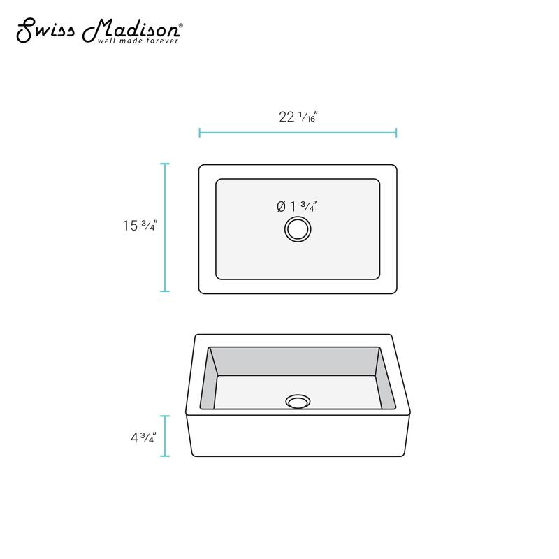 Lausanne Ceramic Rectangle Vessel Sink, Matte Black - 15.75" x 22.05" 4.75"