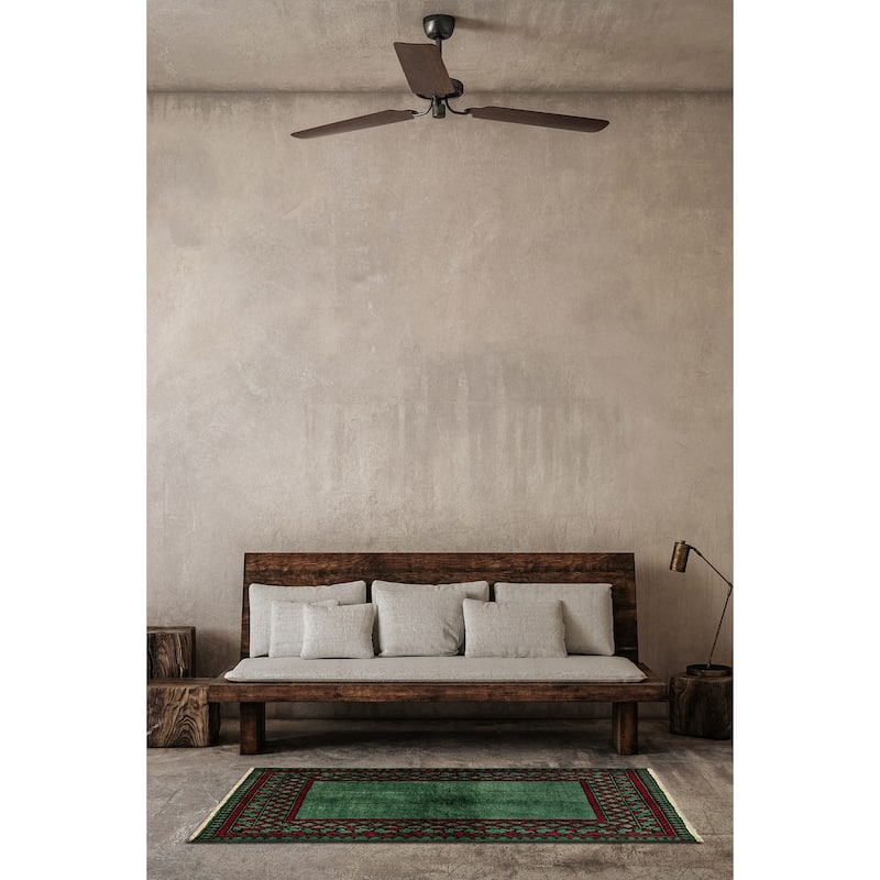 ECARPETGALLERY Hand-knotted Afghan Green Wool Rug - 3'4 x 4'9