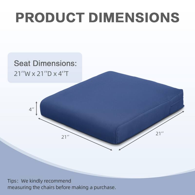 Aoodor Outdoor Removable Chair Cushion with Hidden Zipper（Set of 2）